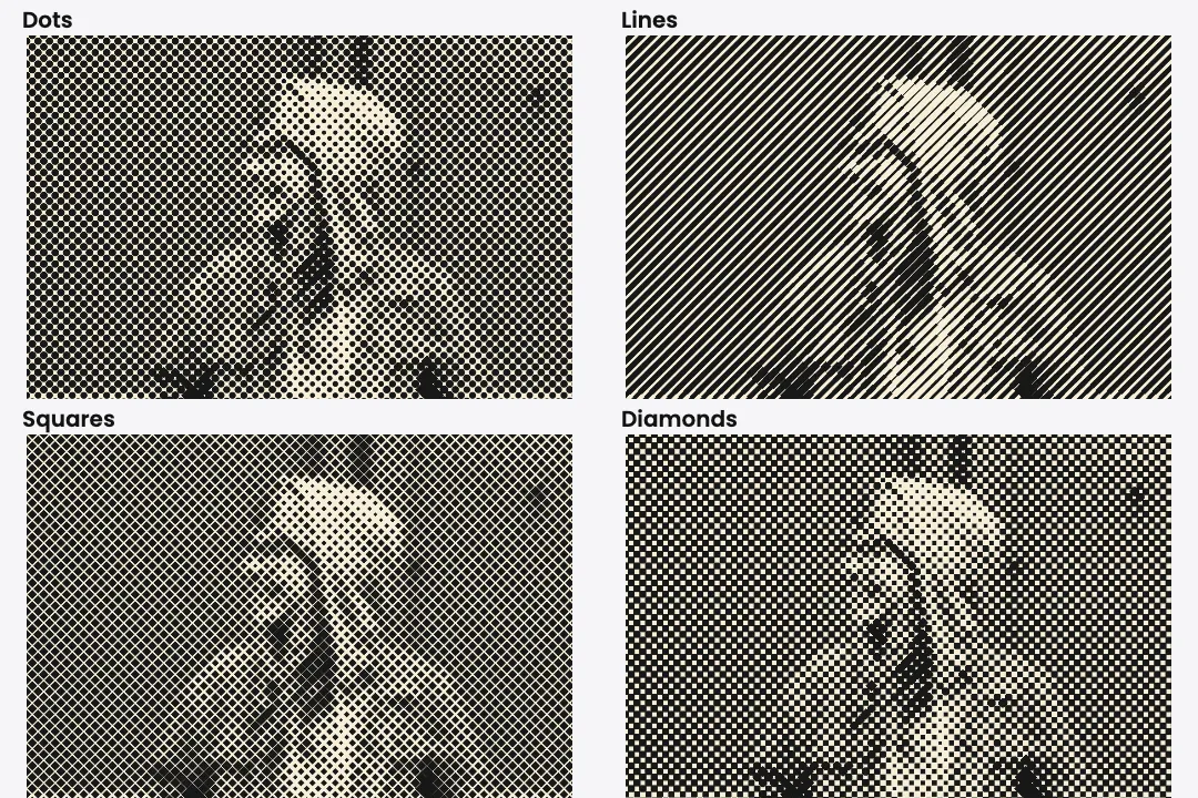 Illustrative shapes halftone example made with this tool